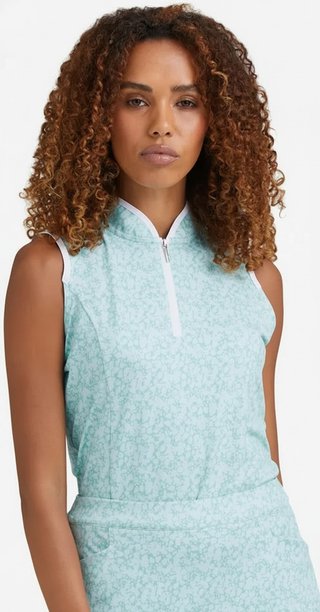 PING Penola Printed Sleeveless Damen Polo, Splash