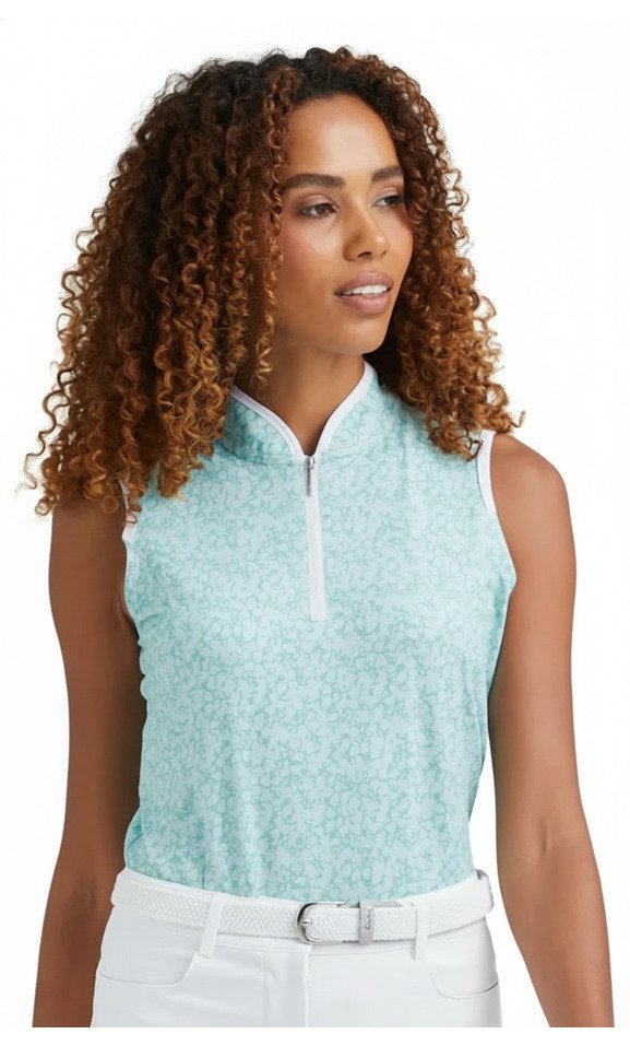PING Penola Printed Sleeveless Damen Polo, Splash