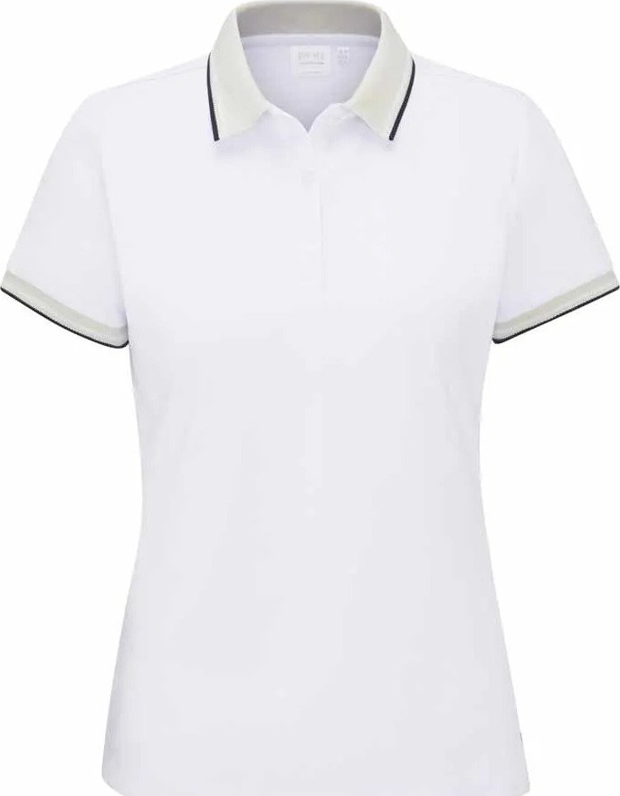PING Viviana Tipped Damen Polo, weiß/pebble