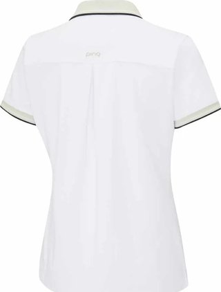 PING Viviana Tipped Damen Polo, weiß/pebble