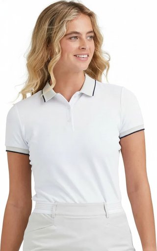 PING Viviana Tipped Damen Polo, weiß/pebble