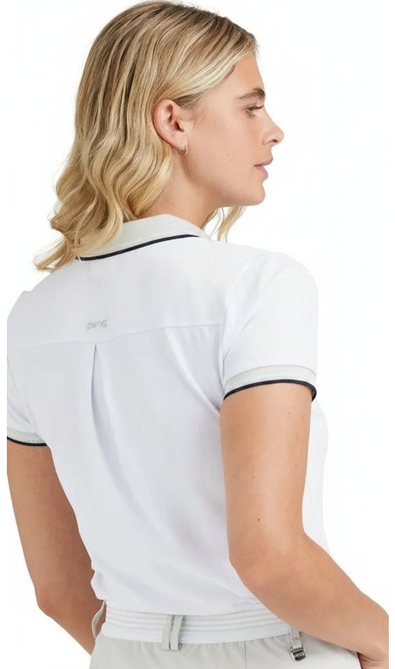 PING Viviana Tipped Damen Polo, weiß/pebble