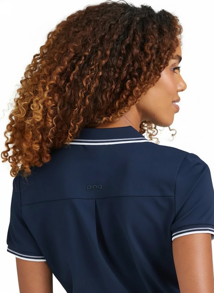 PING Viviana Tipped Damen Polo, Navy