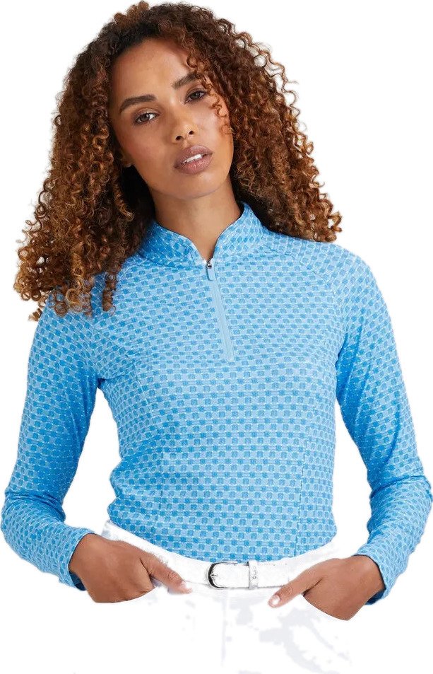 PING Arwen Printed Longsleeve Damen Polo, azure geo