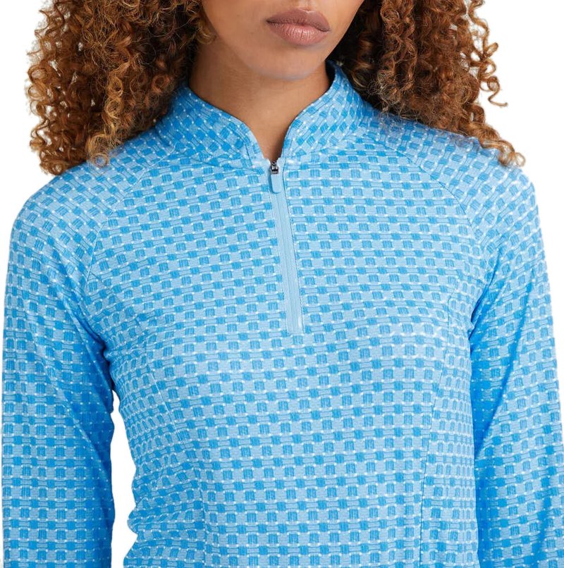 PING Arwen Printed Longsleeve Damen Polo, azure geo