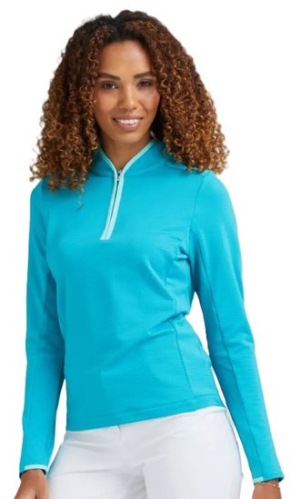 Ping Abigale Performance FleeceDamen Poloshirt, turquoise