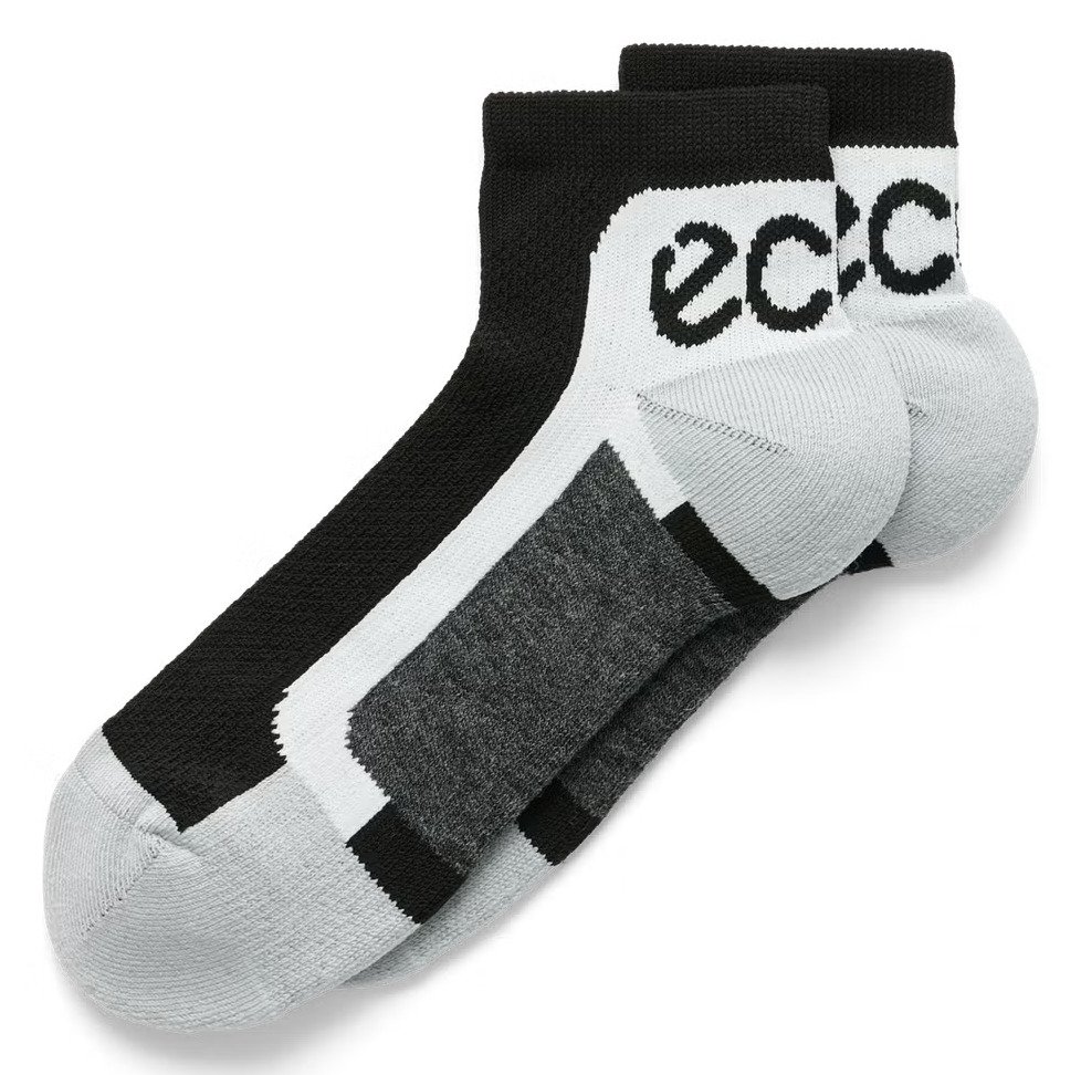 Ecco Tech Sporty Ankle-Cut Socken, Schwarz/Weiß