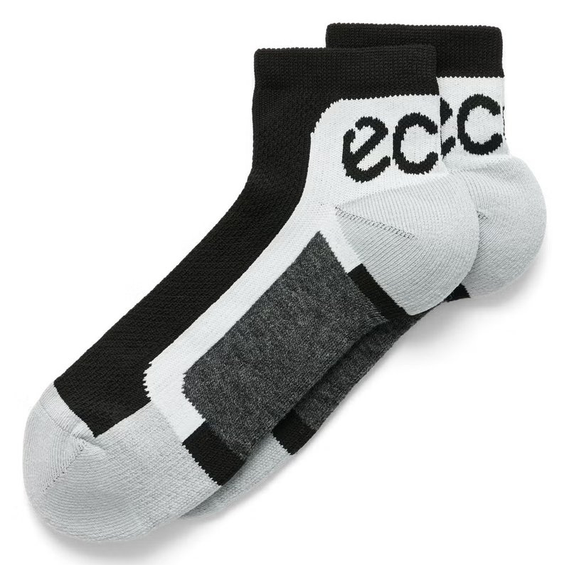 Ecco Tech Sporty Ankle-Cut Socken, Schwarz/Weiß