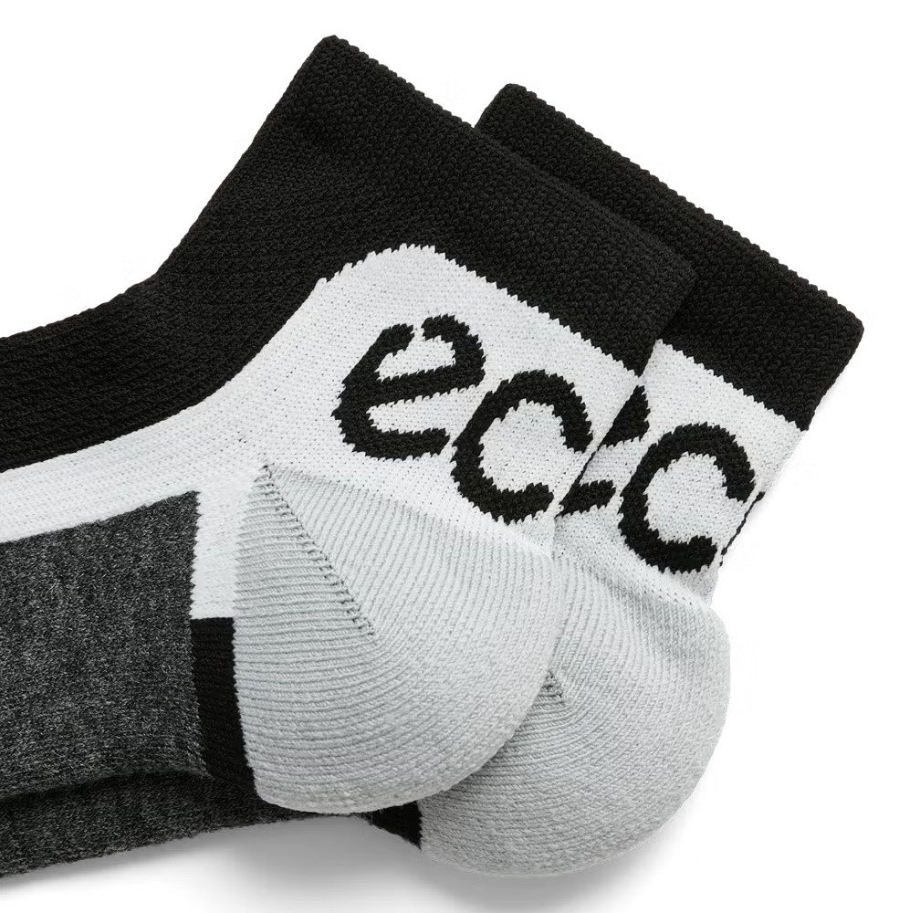 Ecco Tech Sporty Ankle-Cut Socken, Schwarz/Weiß