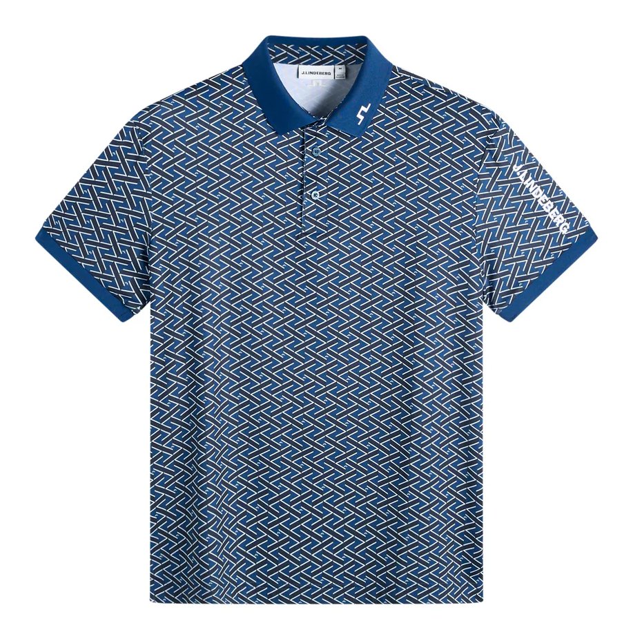 J.Lindeberg Tour Tech Print Herren Polo, ladder estate navy