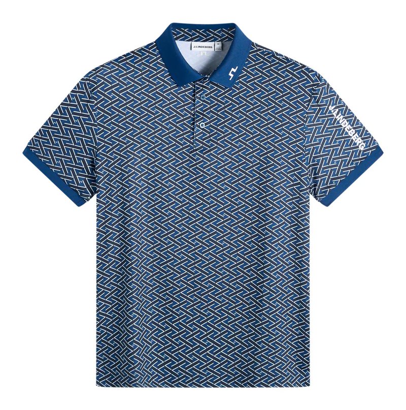 J.Lindeberg Tour Tech Print Herren Polo, ladder estate navy