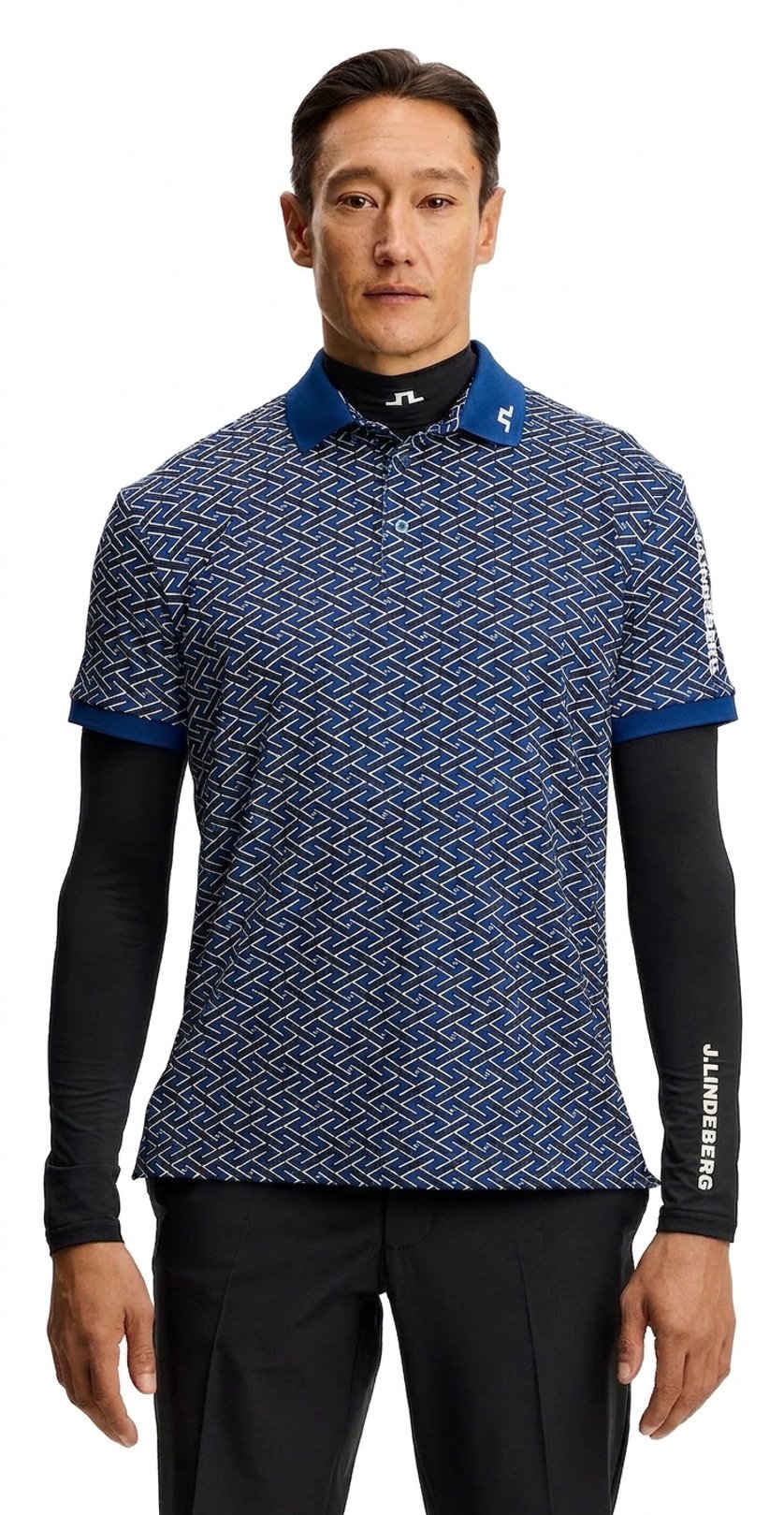 J.Lindeberg Tour Tech Print Herren Polo, ladder estate navy