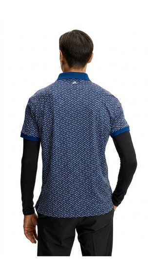 J.Lindeberg Tour Tech Print Herren Polo, ladder estate navy