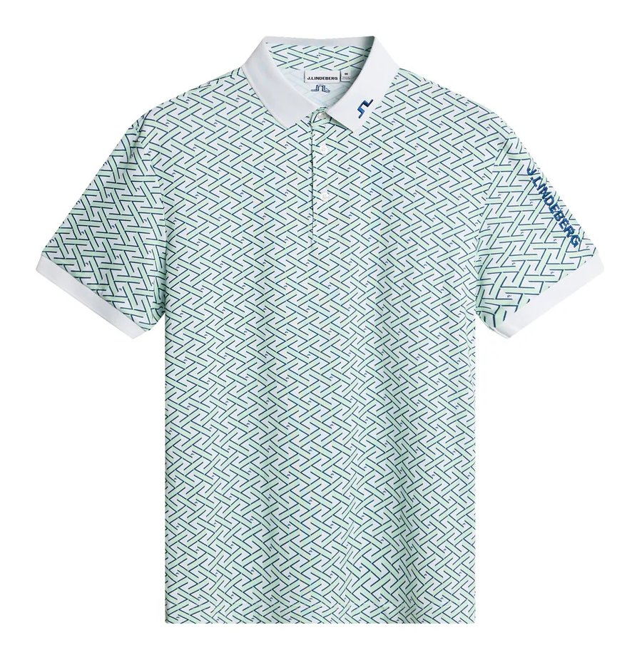 J.Lindeberg Tour Tech Print Herren Polo, ladder white bay