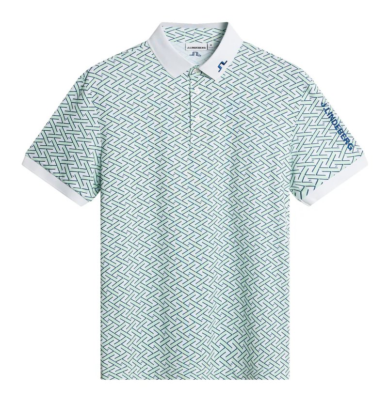J.Lindeberg Tour Tech Print Herren Polo, ladder white bay