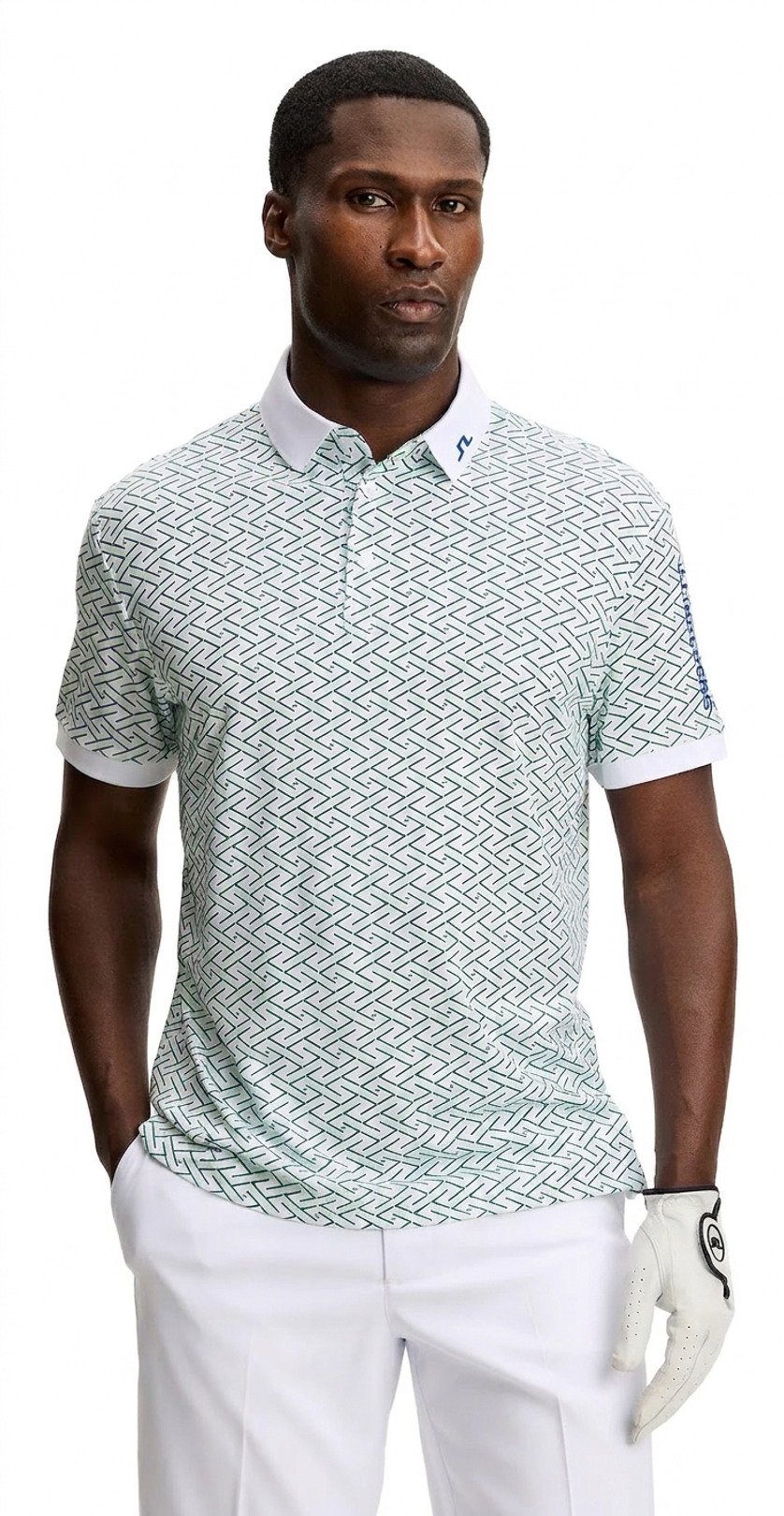 J.Lindeberg Tour Tech Print Herren Polo, ladder white bay