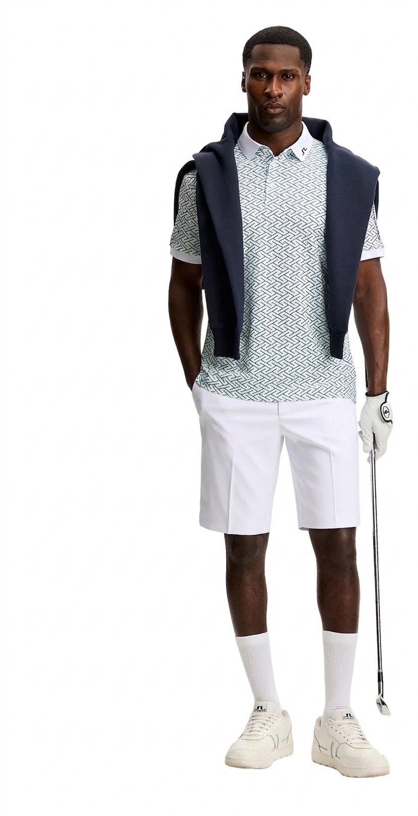 J.Lindeberg Tour Tech Print Herren Polo, ladder white bay