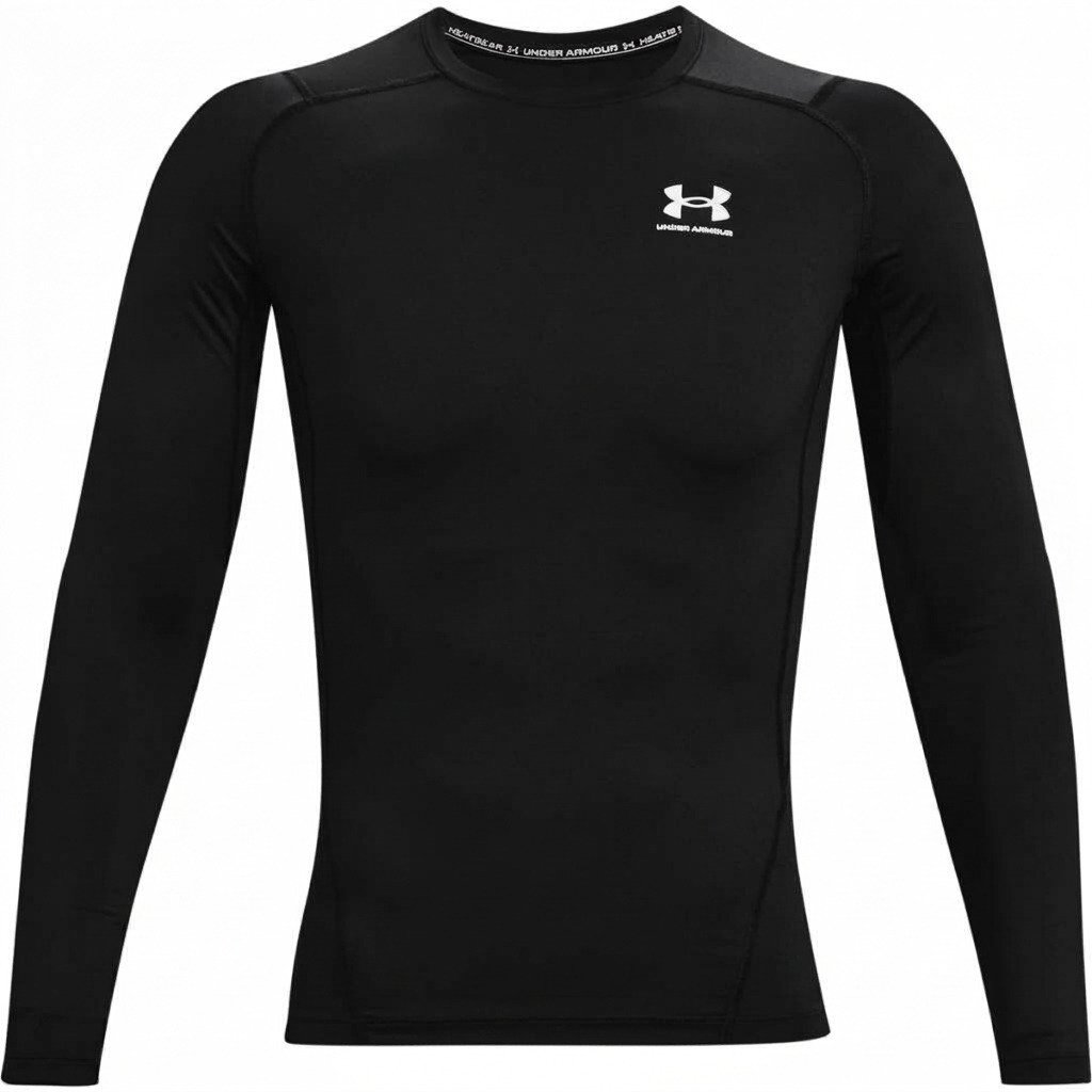 Under Armour HeatGear Herren Kompressionsshirt langarm, schwarz/weiß