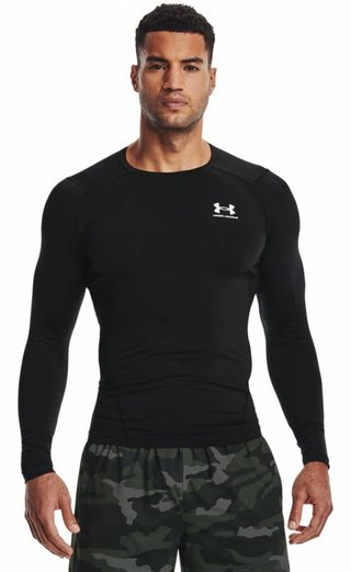 Under Armour HeatGear Herren Kompressionsshirt langarm, schwarz/weiß