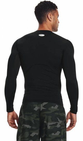 Under Armour HeatGear Herren Kompressionsshirt langarm, schwarz/weiß