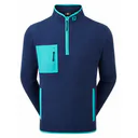 FootJoy Polar Fleece Chill-Out Herren Sweatshirt, Navy/Lake Blue