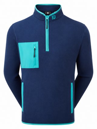 FootJoy Polar Fleece Chill-Out Herren Sweatshirt, Navy/Lake Blue