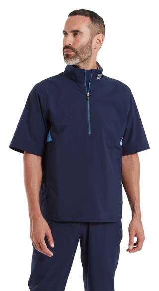 FootJoy HydroLite X Short Sleeve Rain Herren Regenhemd, navy/mittelblau