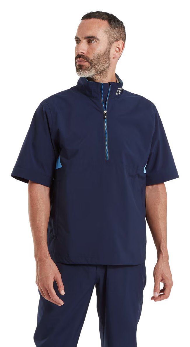FootJoy HydroLite X Short Sleeve Rain Herren Regenhemd, navy/mittelblau