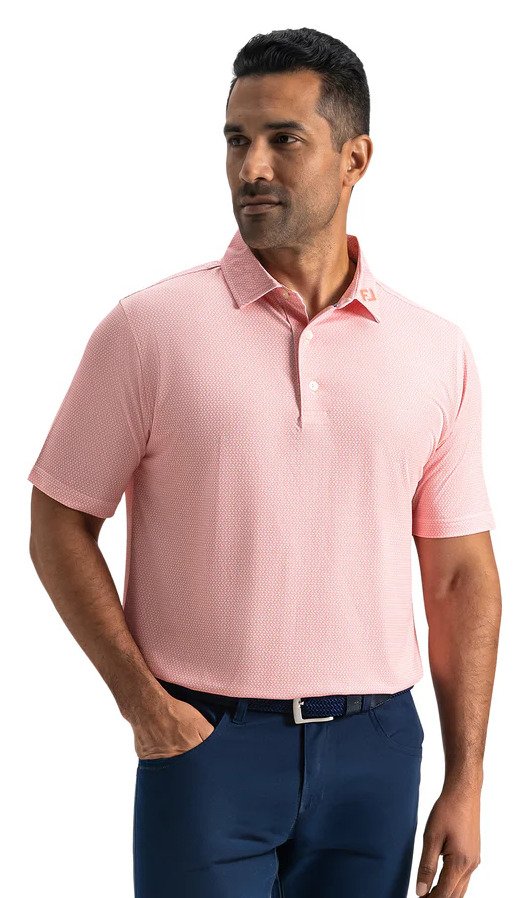 FootJoy Heritage Logo Lisle Herren Polo, weiß/peach