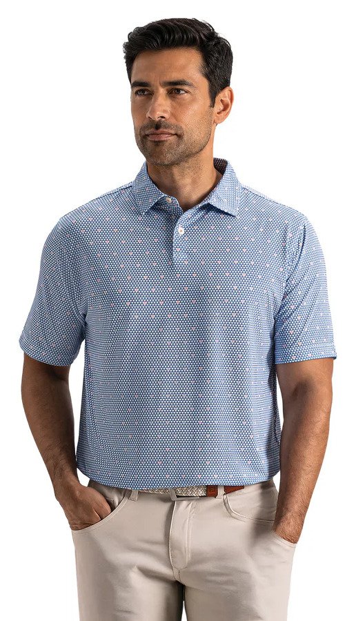 FootJoy Order Geometric Lisle Herren Polo, weiß/riviera/peach