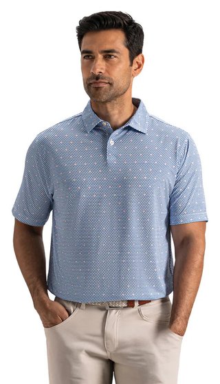 FootJoy Order Geometric Lisle Herren Polo, weiß/riviera/peach