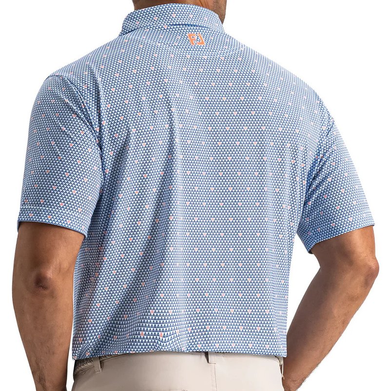 FootJoy Order Geometric Lisle Herren Polo, weiß/riviera/peach