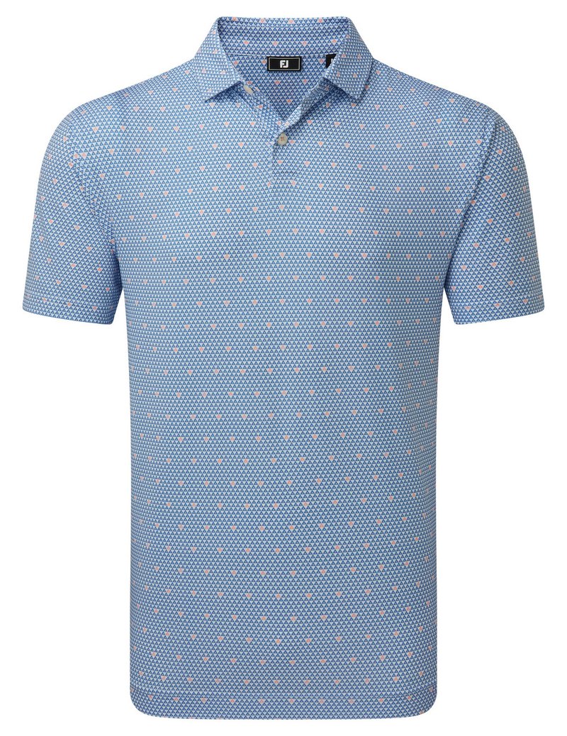 FootJoy Order Geometric Lisle Herren Polo, weiß/riviera/peach