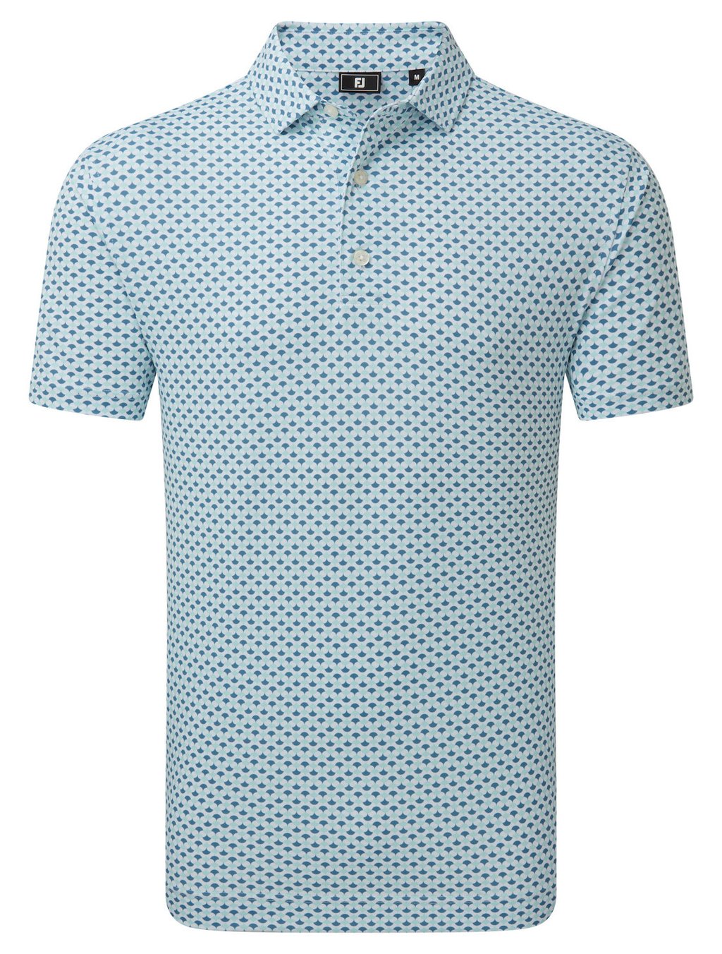 FootJoy Ginko Geo Pique Herren Polo, weiß/mint julep/winward blue