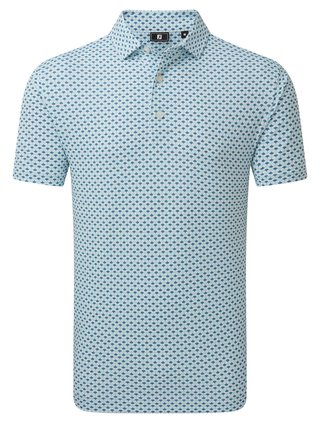 FootJoy Ginko Geo Pique Herren Polo, weiß/mint julep/winward blue