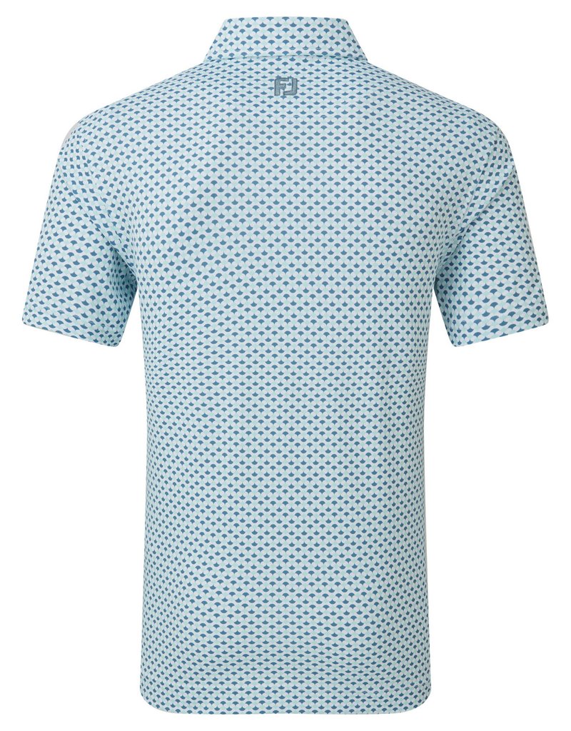 FootJoy Ginko Geo Pique Herren Polo, weiß/mint julep/winward blue