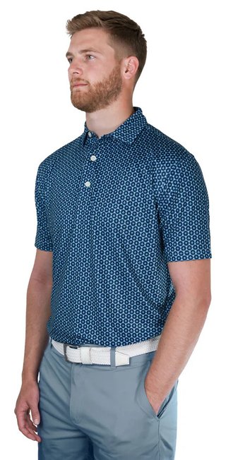 FootJoy Vegas Marker Lisle Herren Polo, mint julep/navy/wiward blue