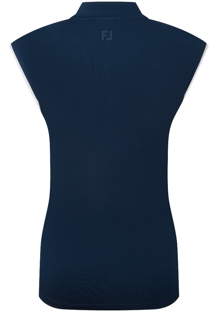 FootJoy Mock Neck Snap Front Damen Polo, Navy/Weiß