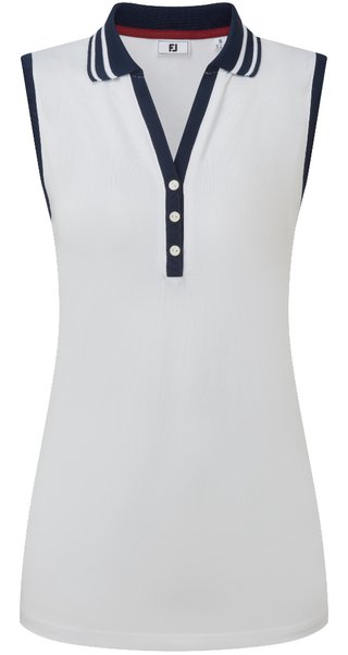 FootJoy Contrast Rib Knit Sleeveless Damen Polo, weiß/navy