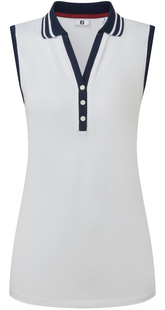 FootJoy Contrast Rib Knit Sleeveless Damen Polo, weiß/navy