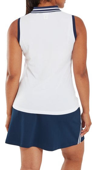 FootJoy Contrast Rib Knit Sleeveless Damen Polo, weiß/navy