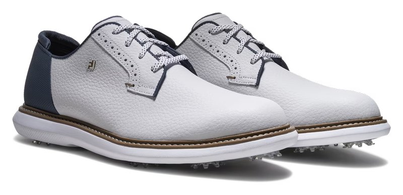 FootJoy FJ Traditions Blucher Herren Golfschuhe, weiß/blau/tan