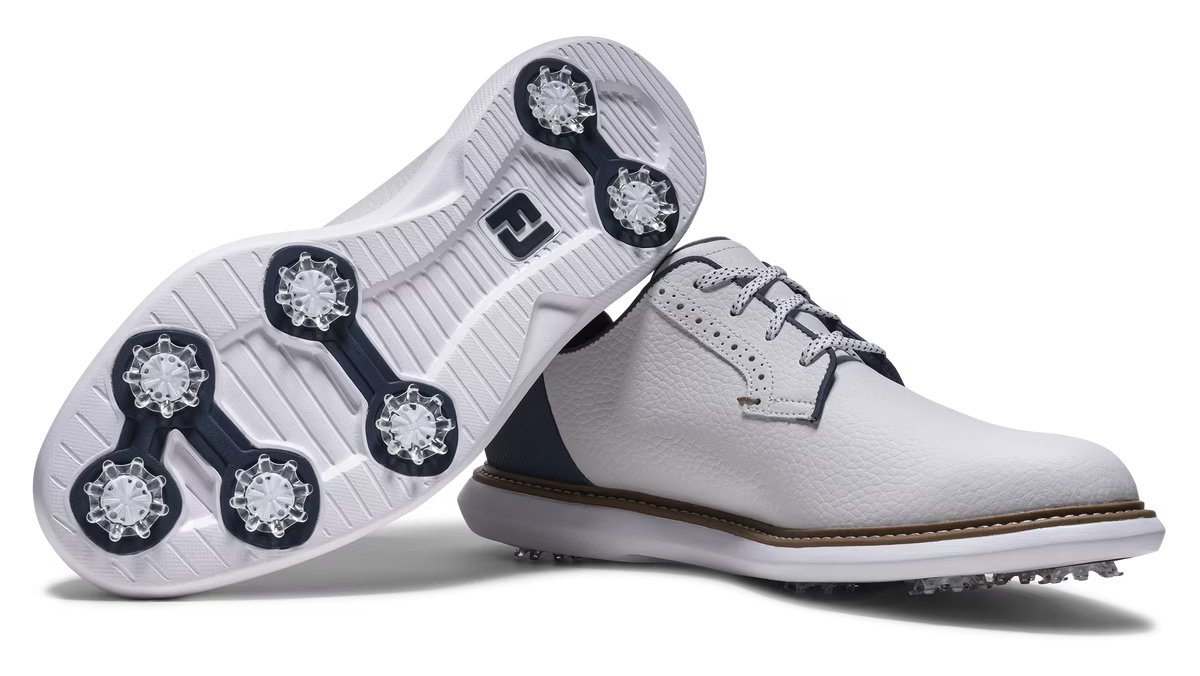 FootJoy FJ Traditions Blucher Herren Golfschuhe, weiß/blau/tan