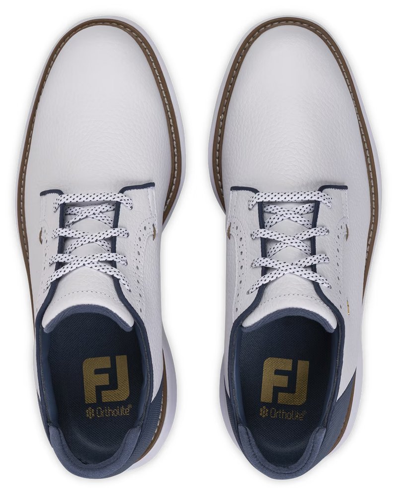 FootJoy FJ Traditions Blucher Herren Golfschuhe, weiß/blau/tan