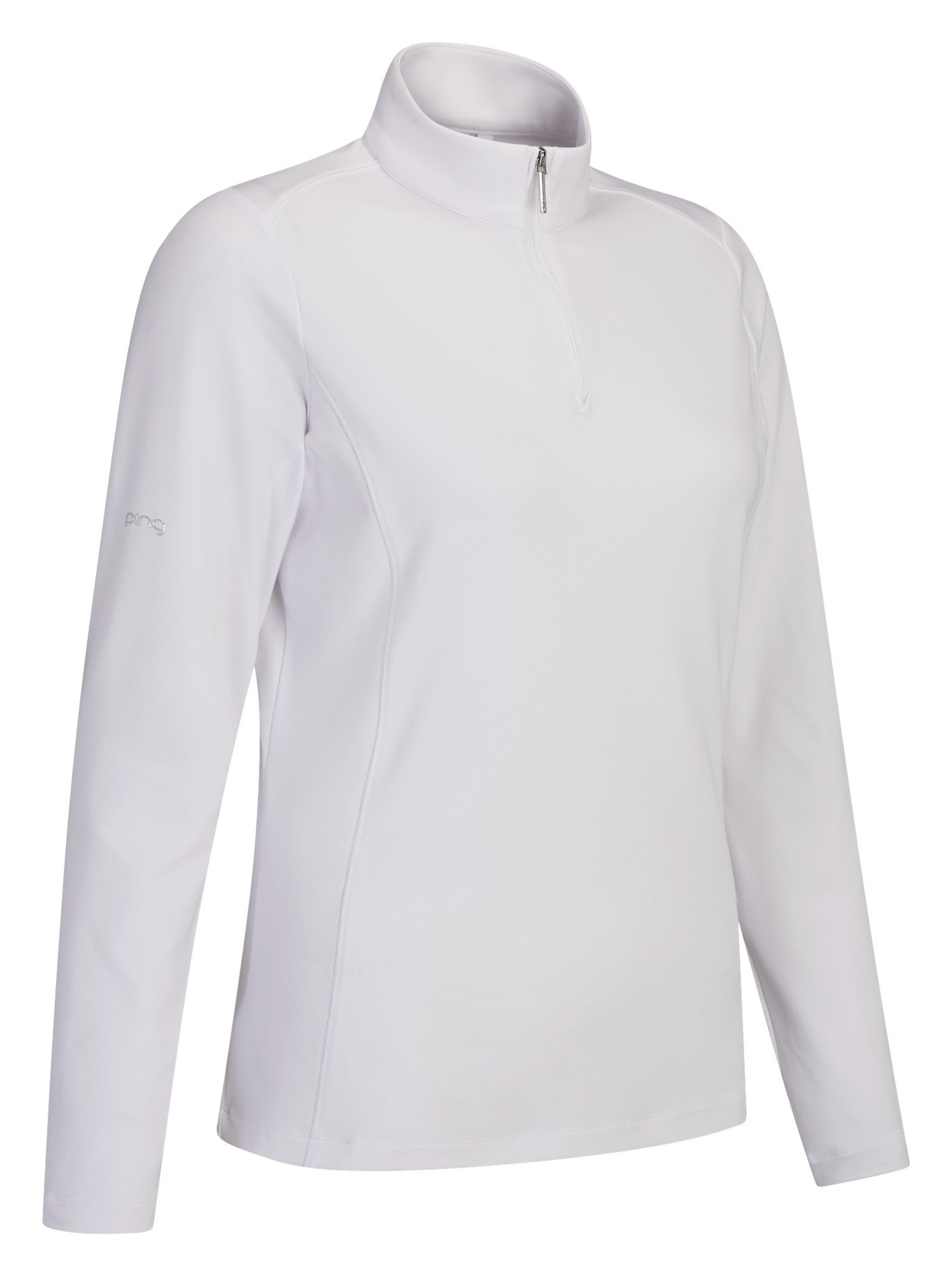 PING Aveline Half Zip Damen Langarm-Shirt, weiß