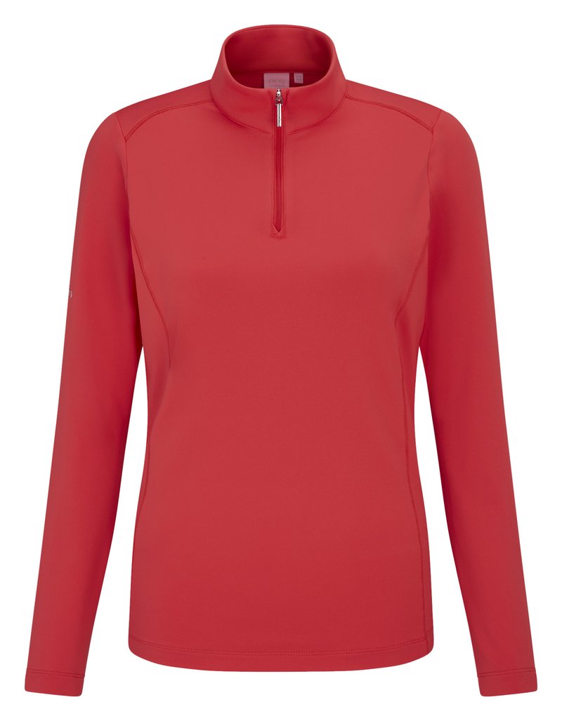 PING Aveline Half Zip Damen Langarm-Shirt, Cayenne