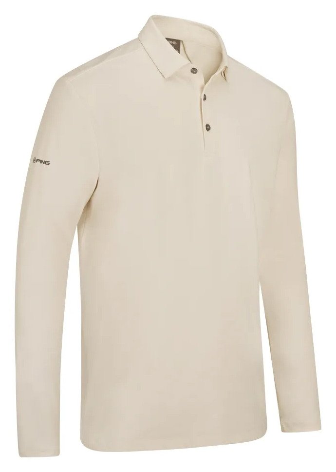 PING Demitri Longsleeve Herren Polo, Egret