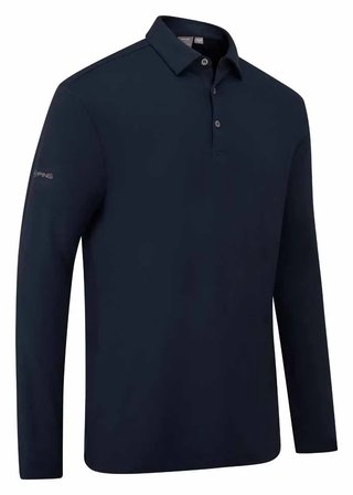 PING Demitri Longsleeve Herren Polo, Navy