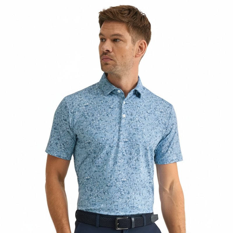 PING Gilmore Herren Polo, dusty blue multi
