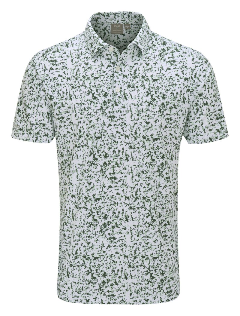 PING Gilmore Herren Polo, white/gorse green multi